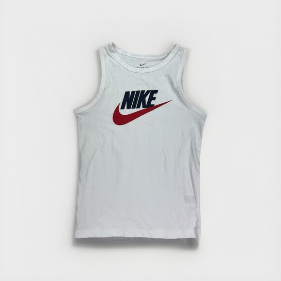 NIKE Youth Unisex Sportswear Essential Tank Top  Medium Graphic WHITE FV5325-100 - Picture 1 of 5